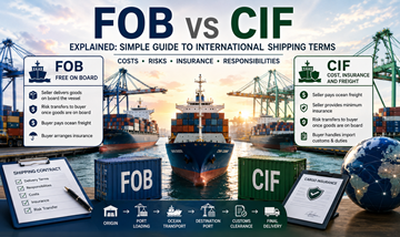 Поређење услова отпреме FOB и CIF уз транспорт терета контејнерским бродом и међународне логистичке операције